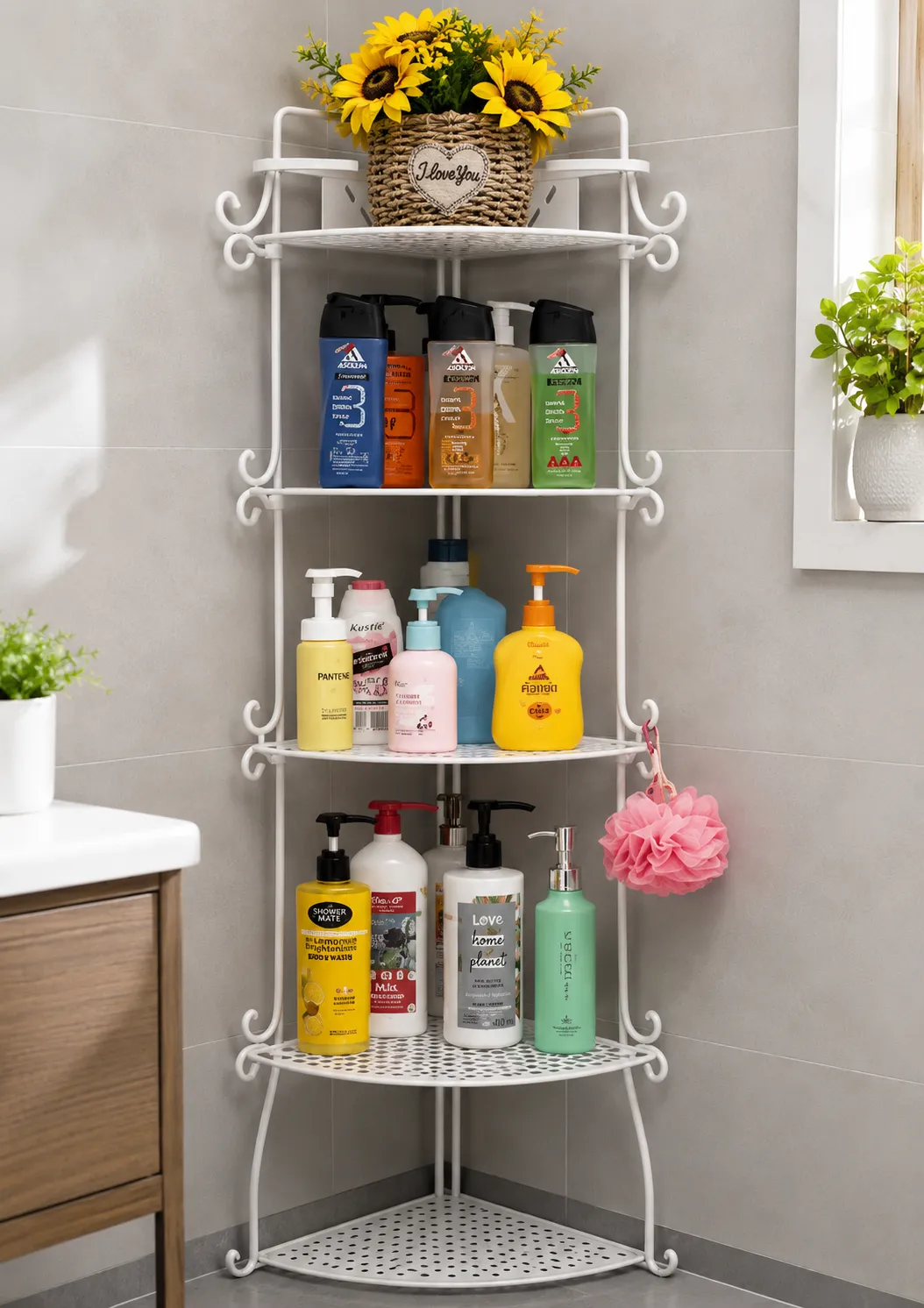 Neat Bathroom Corner Shelf